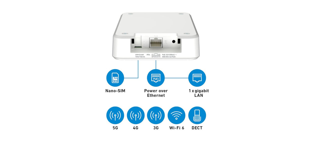 FRITZ!Box 6860 5G Outdoor-Router – Wi-Fi 6 bis 3.000 MBit/s, 5G/LTE, PoE+, IP65 staub- & spritzwassergeschützt – Bild 4