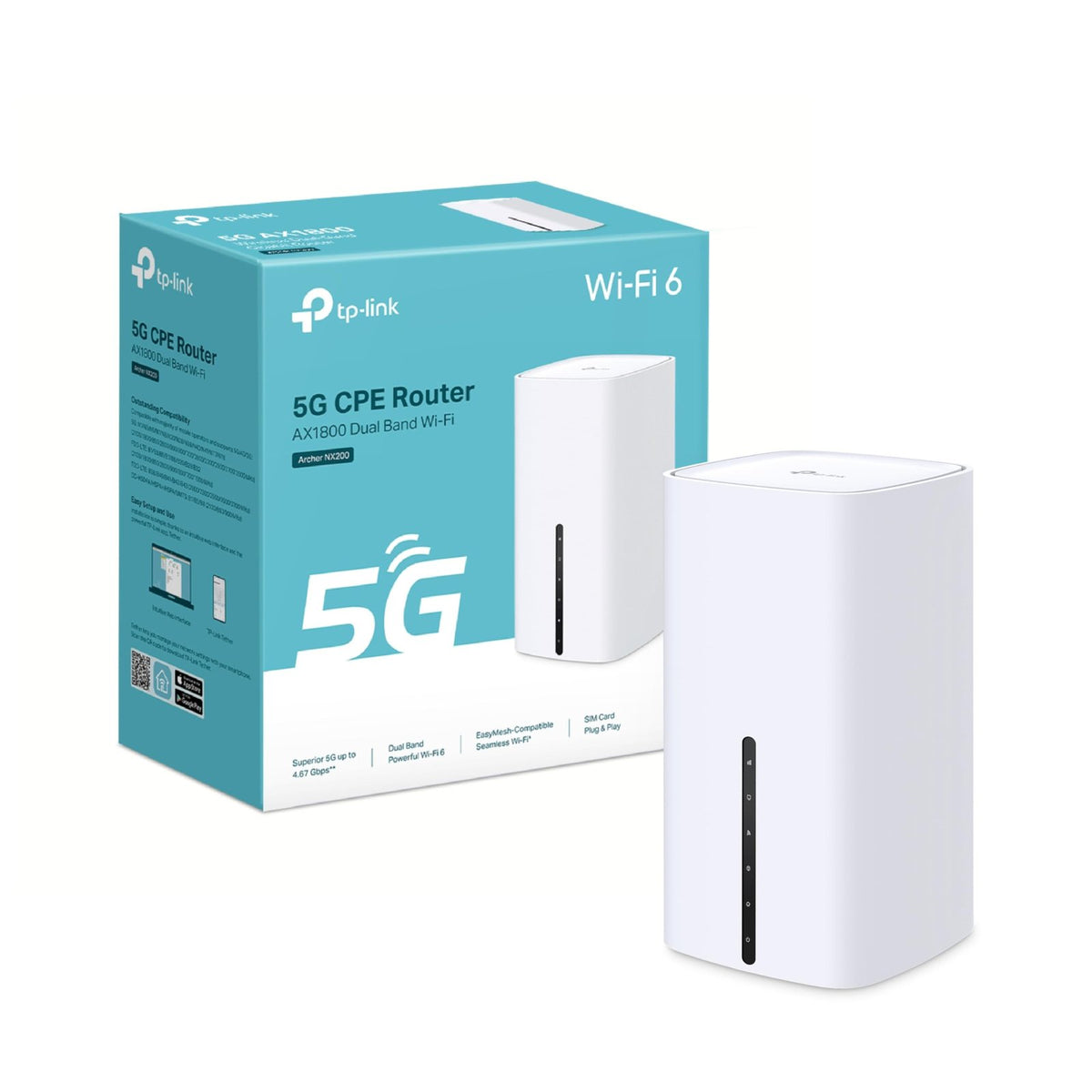 TP-Link Archer NX200 5G Router AX1800 WLAN 6 mit SIM-Karte, Dualband, 3 Gigabit-Ports, Plug-and-Play