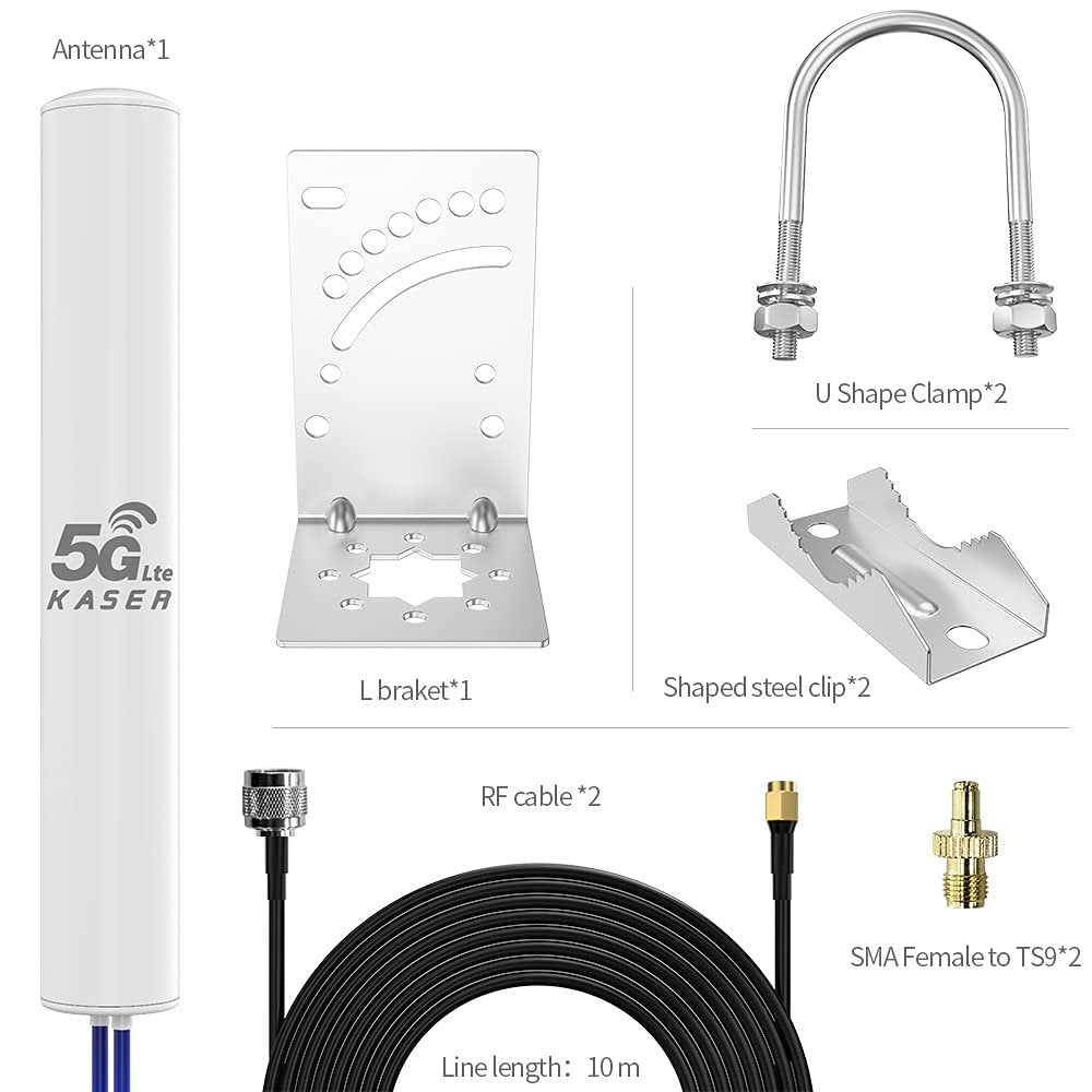 KASER 5G 4G LTE Außenantenne MIMO Omnidirektional 698-3800 MHz mit N-SMA und TS9 Adapter – Bild 7