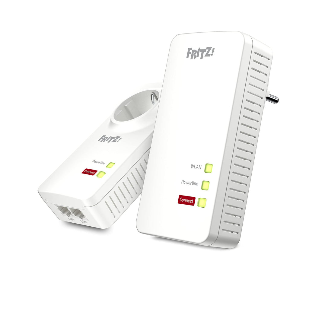 FRITZ!Powerline 1260/1220 WLAN Set – 1.200 MBit/s Heimnetz über Stromleitung, WLAN Mesh, Gigabit-LAN