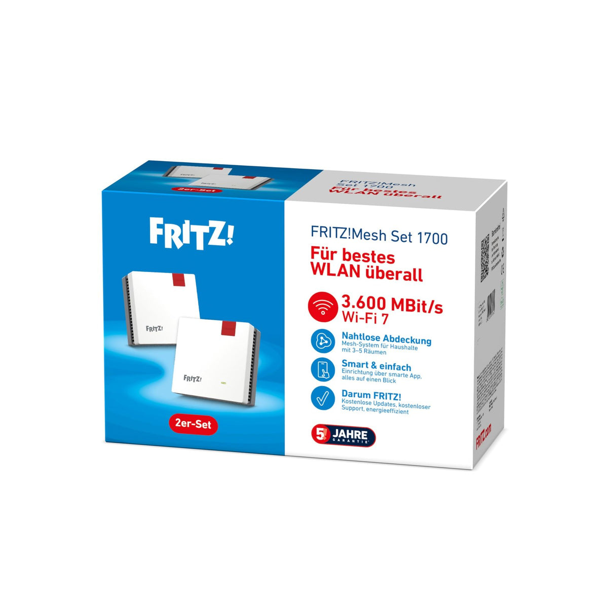 FRITZ!Mesh Set 1700 2er-Set Wi-Fi 7 WLAN Repeater 3600 MBit/s für 3-5 Räume – Bild 4