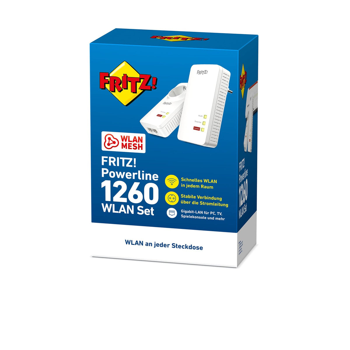 FRITZ!Powerline 1260/1220 WLAN Set – 1.200 MBit/s Heimnetz über Stromleitung, WLAN Mesh, Gigabit-LAN – Bild 4