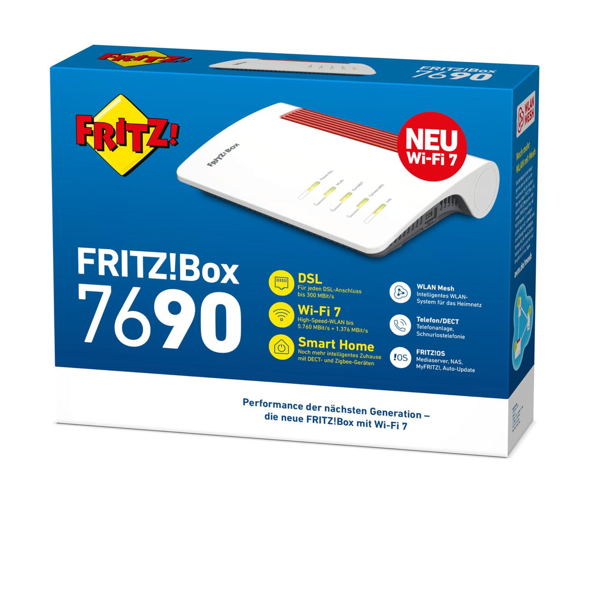 FRITZ!Box 7690 Wi-Fi 7 DSL-Router VDSL Supervectoring WLAN Mesh Zigbee DECT-Basis weiß – Bild 4